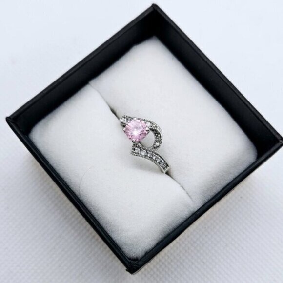 Sterling silver 925 Rose Color Simulant Diamond Simple Round Stone Ring - Picture 3 of 9